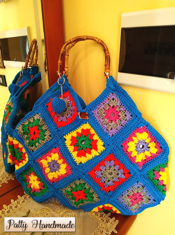 Borsa uncinetto realizzata con la tecnica del Granny Square