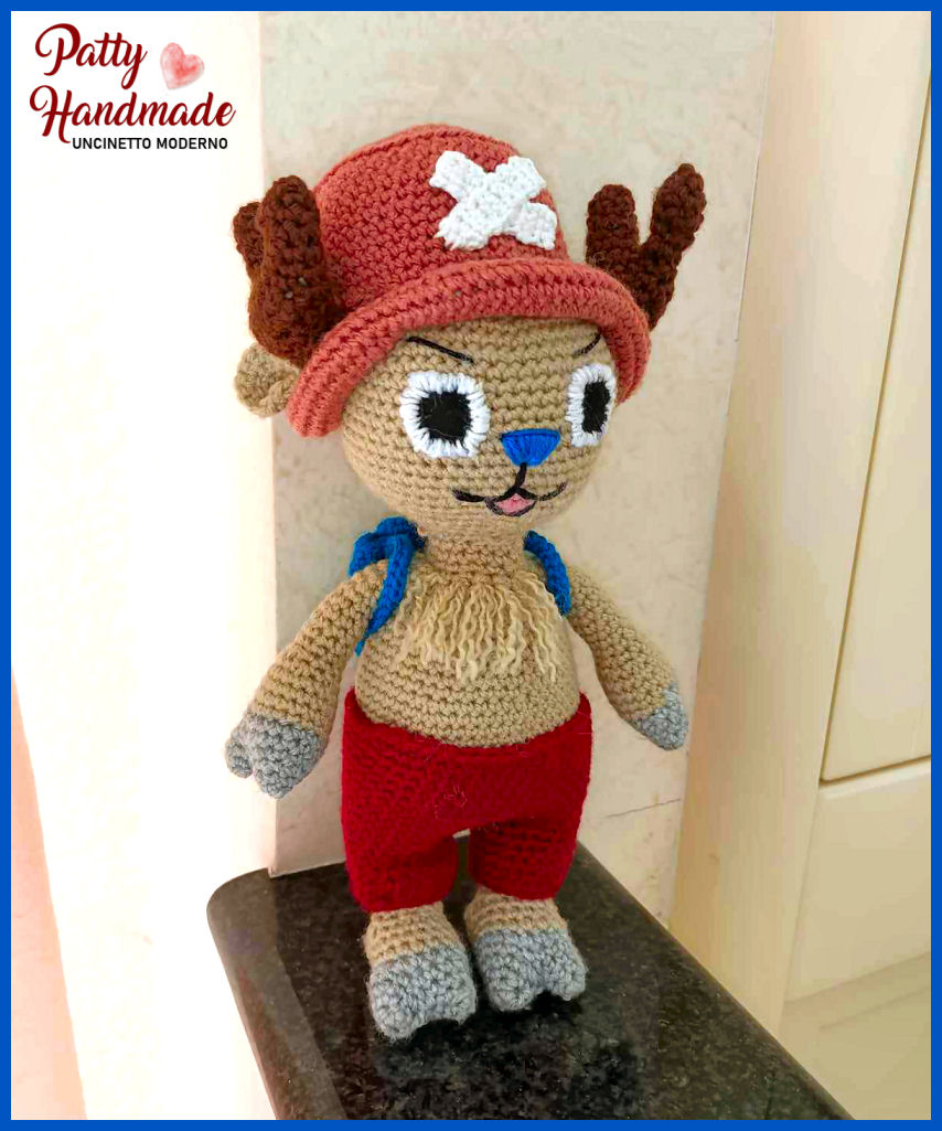 Chopper, ( personaggio di ONE PIECE), realizzato ad uncinetto con la tecnica Amigurumi