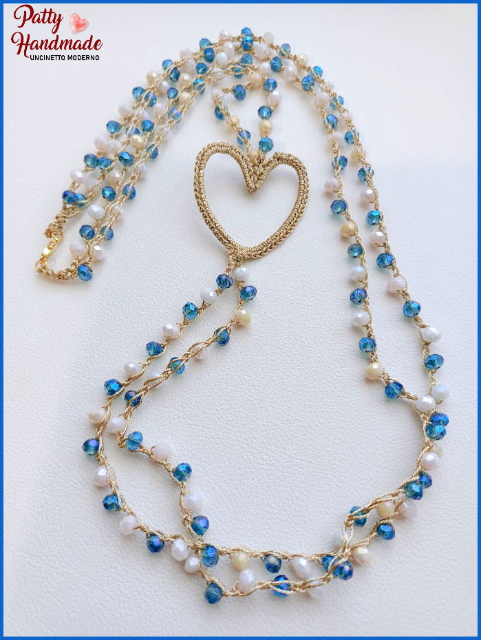Collana “ESTER” a doppio giro realizzata ad uncinetto