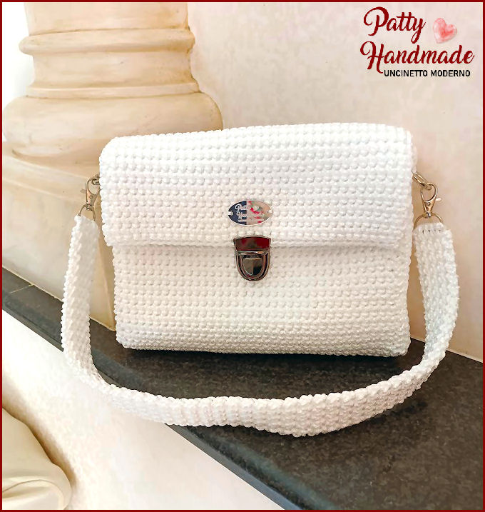 Borsa “IVY” realizzata ad uncinetto in cordino bianco